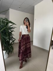 Bb 30531 Bordo Snake Desenli Etek