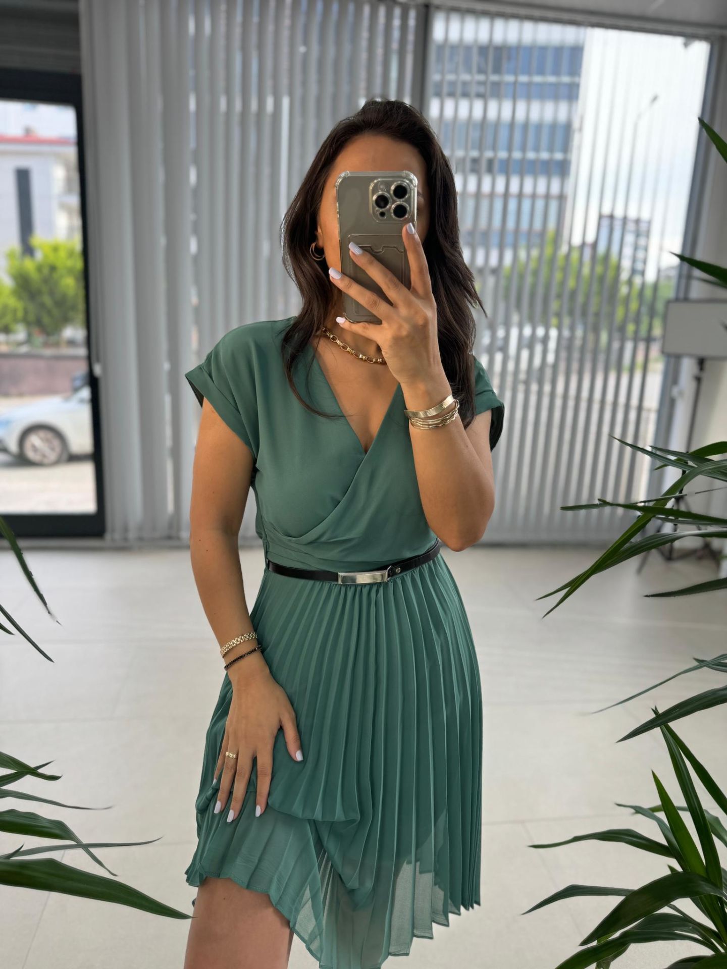 Mc 5748 Double Breasted Mint Green Chiffon Dress M