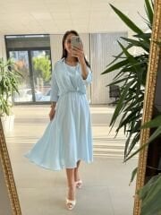 Ms 71 Bebe Mavi Midi Bluzlu Elbise