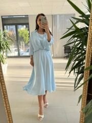 Ms 71 Bebe Mavi Midi Bluzlu Elbise