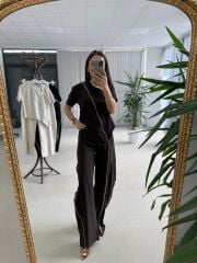 Kd 7905 Premium Fermuar Detaylı Tasarım Kahve Takım