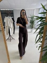 Kd 7905 Premium Fermuar Detaylı Tasarım Kahve Takım