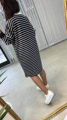 Gömlek Yaka Laci Çizgili Sweat Elbise