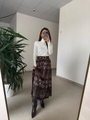 Bb 30531 Kahve Snake Desenli Etek
