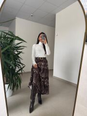 Bb 30531 Kahve Snake Desenli Etek