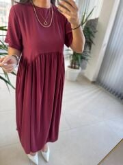 Dr 8350 Bohem Tensel Bordo Elbise