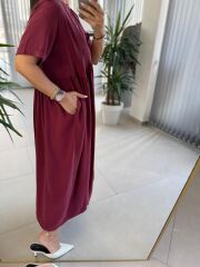 Dr 8350 Bohem Tensel Bordo Elbise