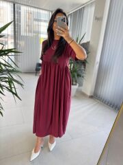 Dr 8350 Bohem Tensel Bordo Elbise