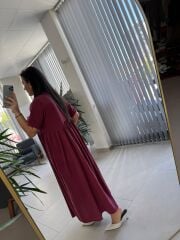 Dr 8350 Bohem Tensel Bordo Elbise