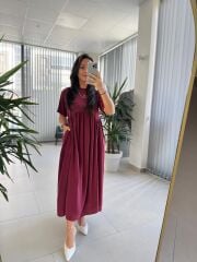 Dr 8350 Bohem Tensel Bordo Elbise