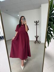 Dr 8350 Bohem Tensel Bordo Elbise