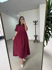 Dr 8350 Bohem Tensel Bordo Elbise