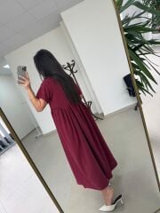 Dr 8350 Bohem Tensel Bordo Elbise