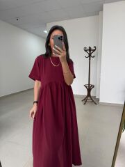 Dr 8350 Bohem Tensel Bordo Elbise