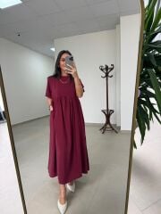 Dr 8350 Bohem Tensel Bordo Elbise