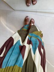 My 3154 Haki-Kahve Geçişli Viskon Elbise