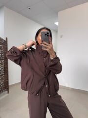 Pi 55809 Kahve Bomber Ceketli Palazzo Takım