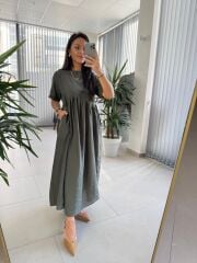 Dr 8350 Bohem Tensel Haki Elbise