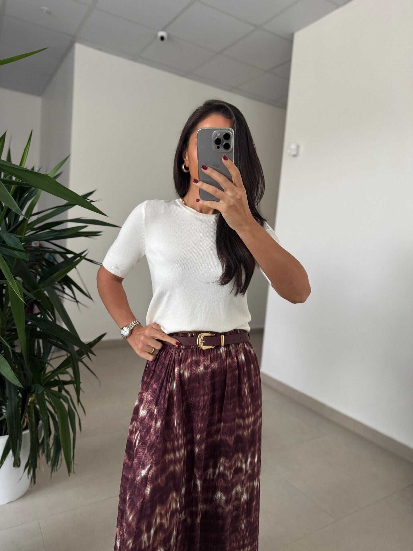 1712 Bordo Gold Tokalı Kemer