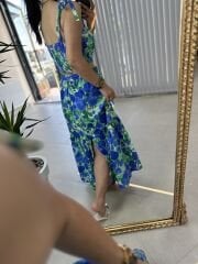 Mavi yeşil ikili poplin takım