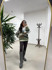 Mz 22365 Kahve Geyikli Polar Sweat