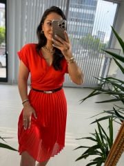 Mc 5748 Kruvaze Nar Çiçeği Şifon Elbise