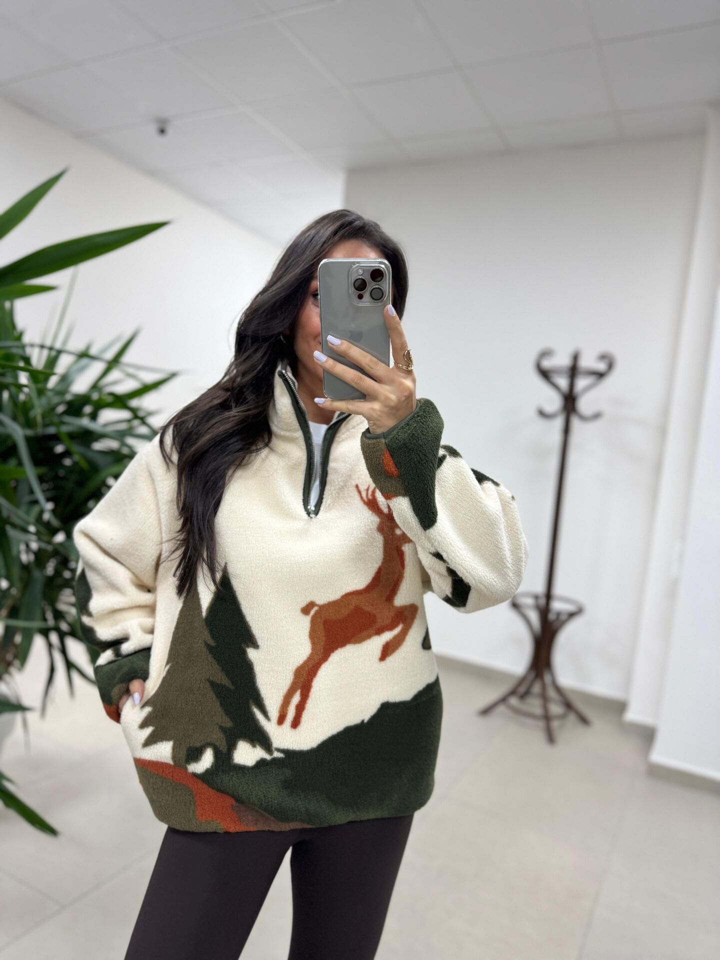 Mz 22365 Taba Geyikli Polar Sweat