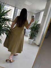 Dr 8342 Tasarım Oil yeşili Modal Çan Elbise