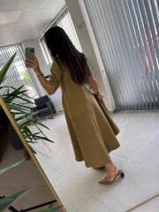 Dr 8342 Tasarım Oil yeşili Modal Çan Elbise