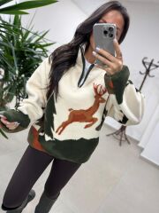 Mz 22365 Taba Geyikli Polar Sweat