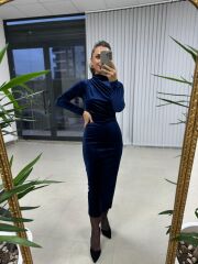 Ms Drapeli Saks Kadife Elbise