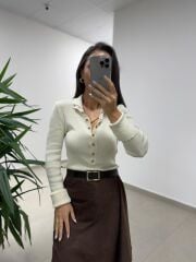 Mz 22694 Ekru Çıtçıtlı Triko