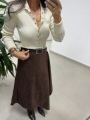 Mz 22694 Ekru Çıtçıtlı Triko