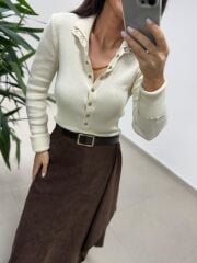 Mz 22694 Ekru Çıtçıtlı Triko