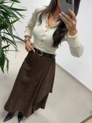 Mz 22694 Ekru Çıtçıtlı Triko