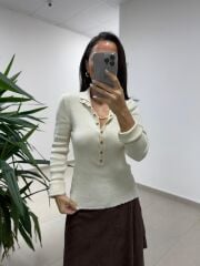 Mz 22694 Ekru Çıtçıtlı Triko