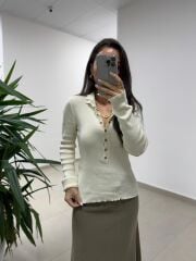 Mz 22694 Ekru Çıtçıtlı Triko