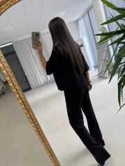 Nx 2383 Yaka Dantel Detaylı Modal Siyah Takım