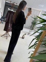 Nx 2383 Yaka Dantel Detaylı Modal Siyah Takım