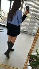 Gömlek Detaylı Siyah Sweat