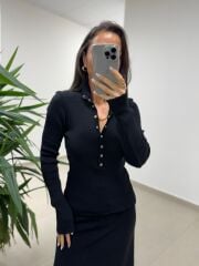 Mz 22694 Siyah Çıtçıtlı Triko