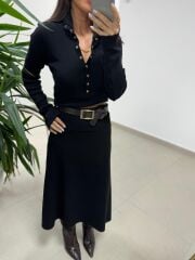 Mz 22694 Siyah Çıtçıtlı Triko