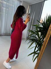 My Claret Red Collared Knit Dress
