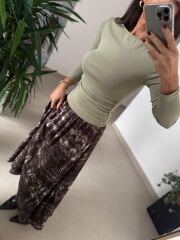 Dv 31401 Bel Drape Detaylı Çağla Yeşili Bluz