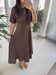 Dr 8342 Tasarım Kahve Modal Çan Elbise