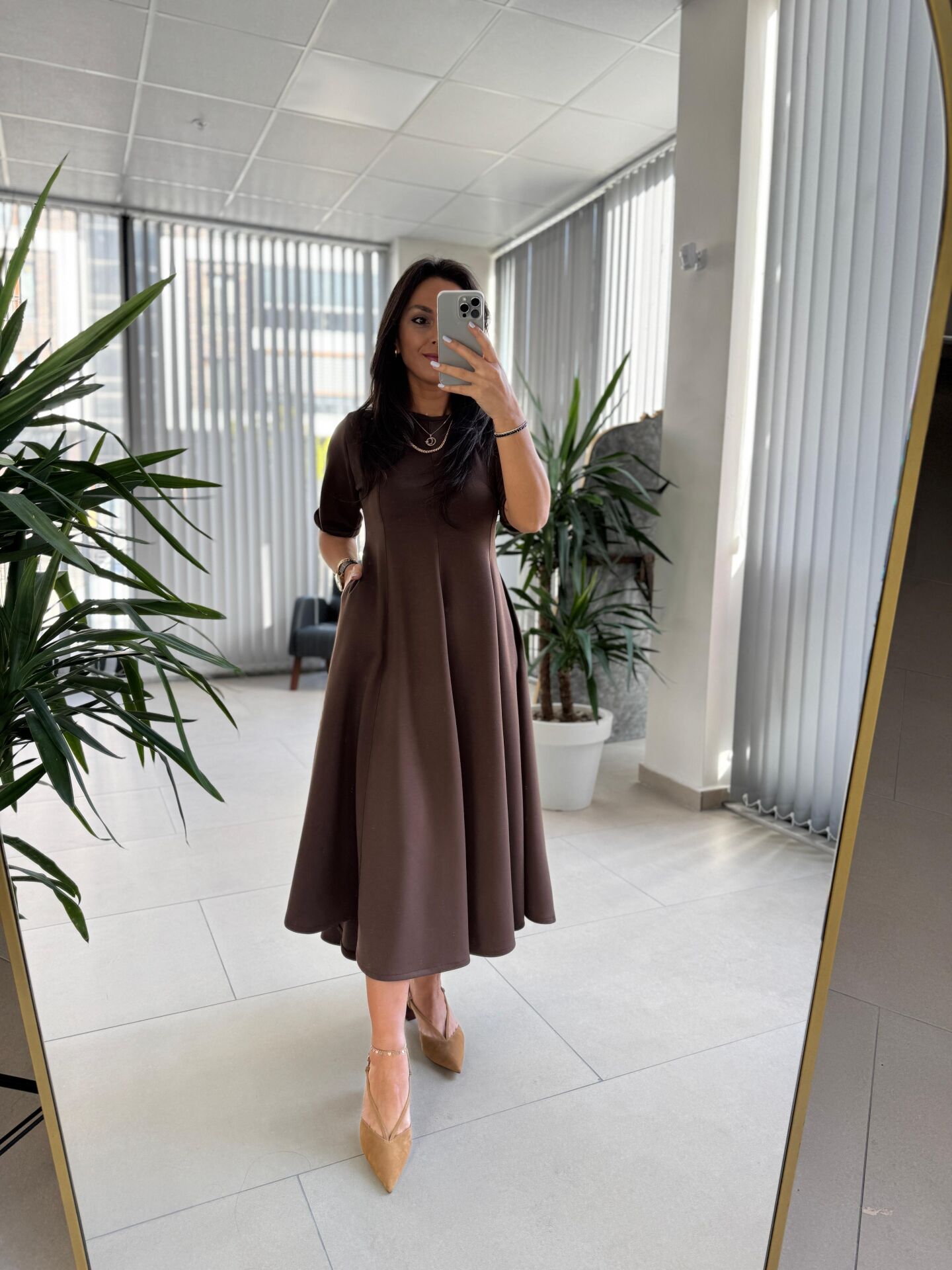 Dr 8342 Tasarım Kahve Modal Çan Elbise