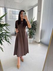 Dr 8342 Tasarım Kahve Modal Çan Elbise