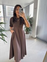 Dr 8342 Tasarım Kahve Modal Çan Elbise