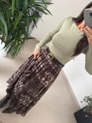 Dv 31401 Bel Drape Detaylı Çağla Yeşili Bluz