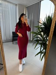 My Claret Red Collared Knit Dress